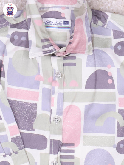 Light Green & Grey - Printed Full Hand Shirt With Plain Pant