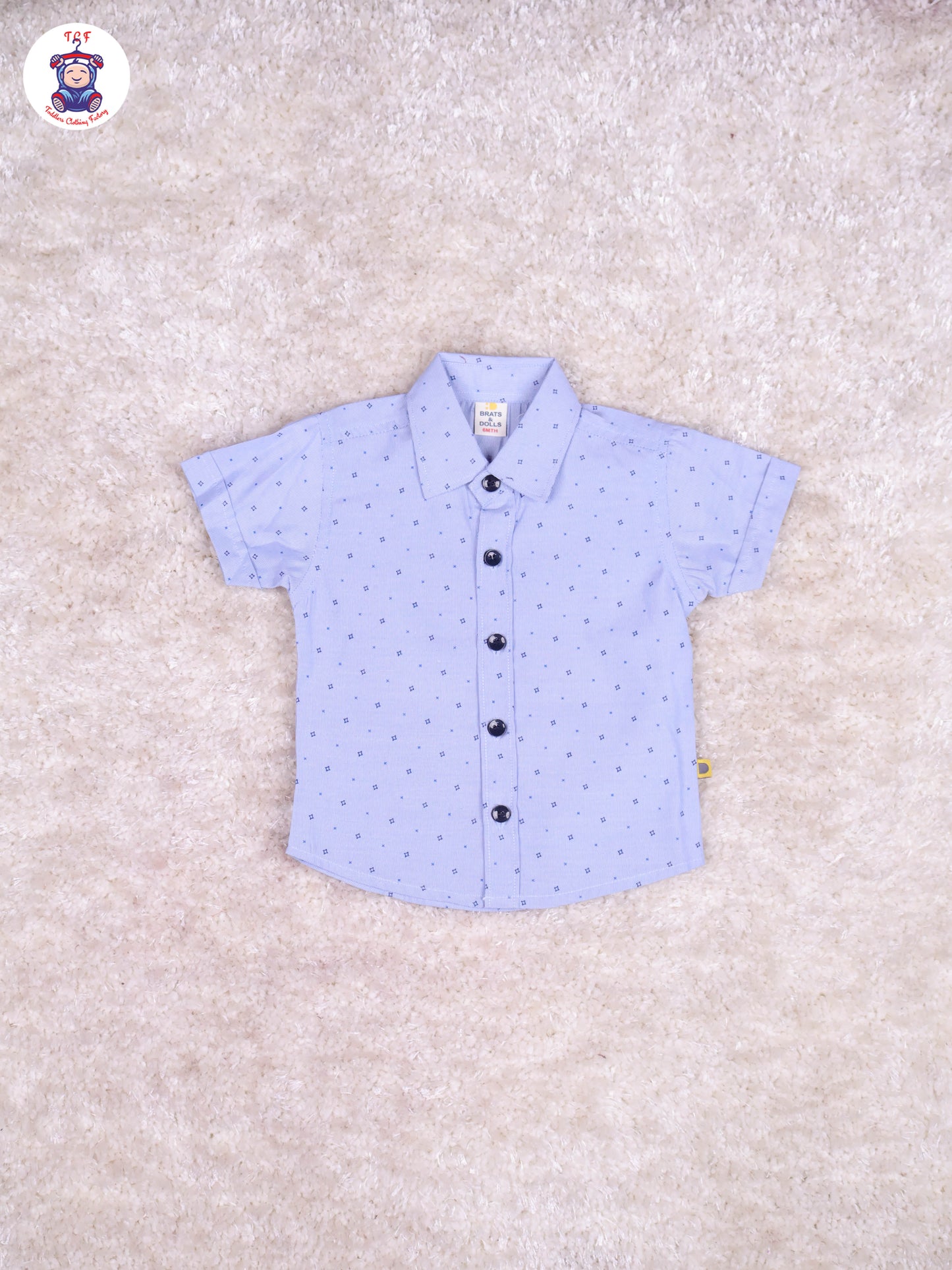 Ice Blue & White - T-Shirt With Navy Blue Shorts