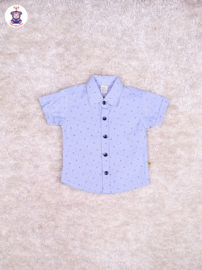 Ice Blue & White - T-Shirt With Navy Blue Shorts