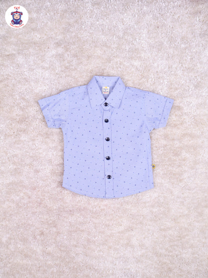 Ice Blue & White - T-Shirt With Navy Blue Shorts