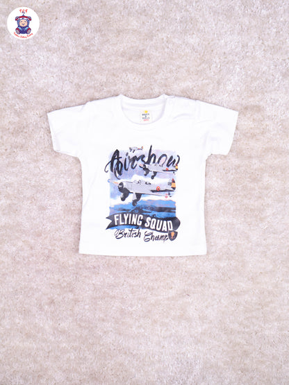 Ice Blue & White - T-Shirt With Navy Blue Shorts