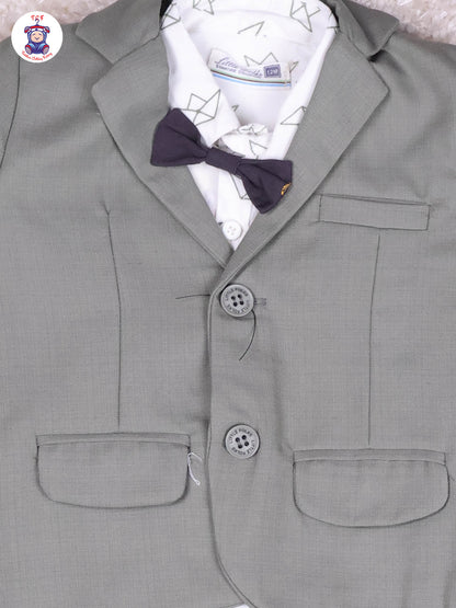 Light Green & White Shirt - Boys Coat Suits With Bow