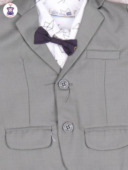 Light Green & White Shirt - Boys Coat Suits With Bow