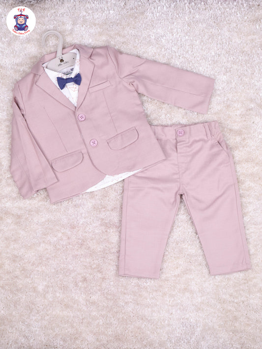 Onion Pink & White Shirt - Boys Coat Suits With Bow