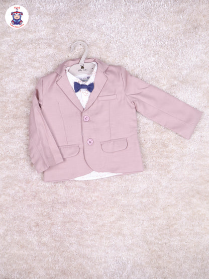 Onion Pink & White Shirt - Boys Coat Suits With Bow