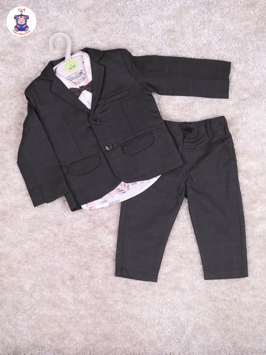 Light Brown & Pink Shirt - Boys Coat Suits With Bow