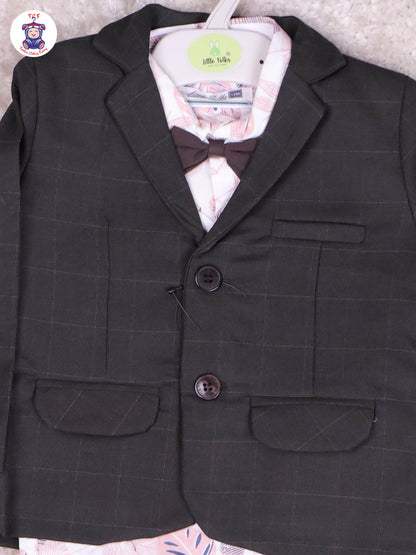 Light Brown & Pink Shirt - Boys Coat Suits With Bow