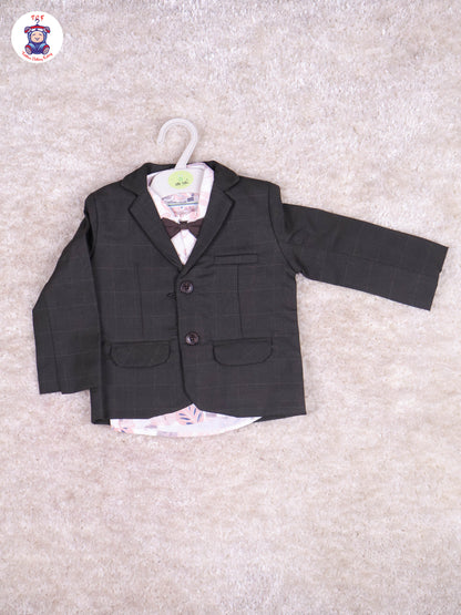 Light Brown & Pink Shirt - Boys Coat Suits With Bow