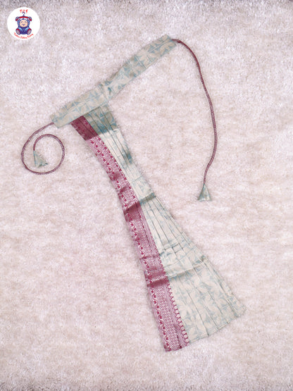 Maroon & Teal Blue - Girls Readymade Pavadai Sattai With Half Saree