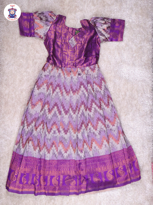 Purple & Brown - Girls Readymade Long Frock