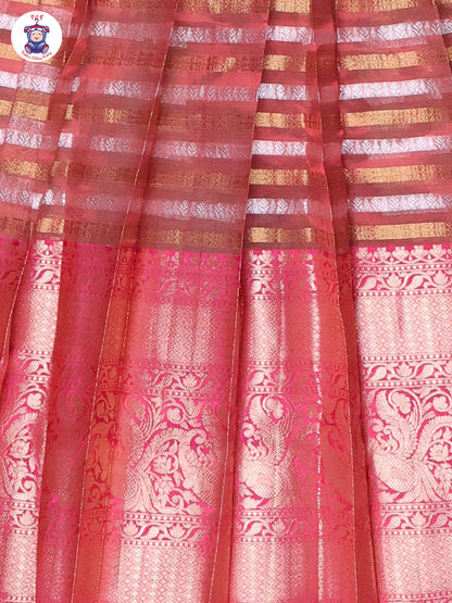 Teal Blue & Copper - Girls Readymade Long Frock