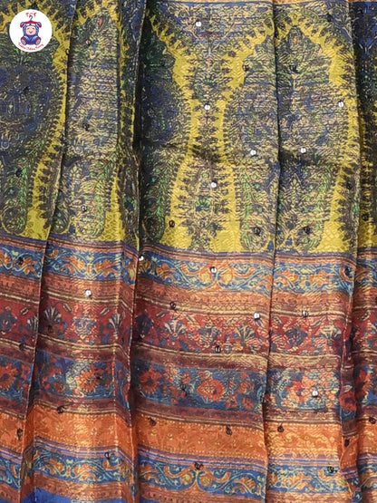 Royal Blue & Bottle Green - Girls Readymade Long Frock