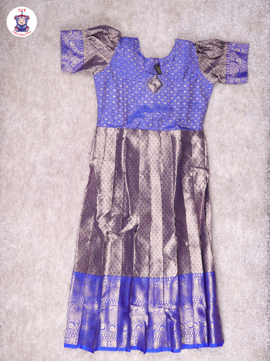 Royal Blue & Gold - Girls Readymade Long Frock