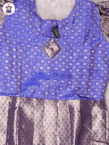 Royal Blue & Gold - Girls Readymade Long Frock