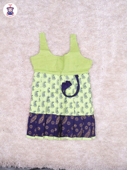 Navy Blue & Shades of Green - Cotton Pavadai Sattai
