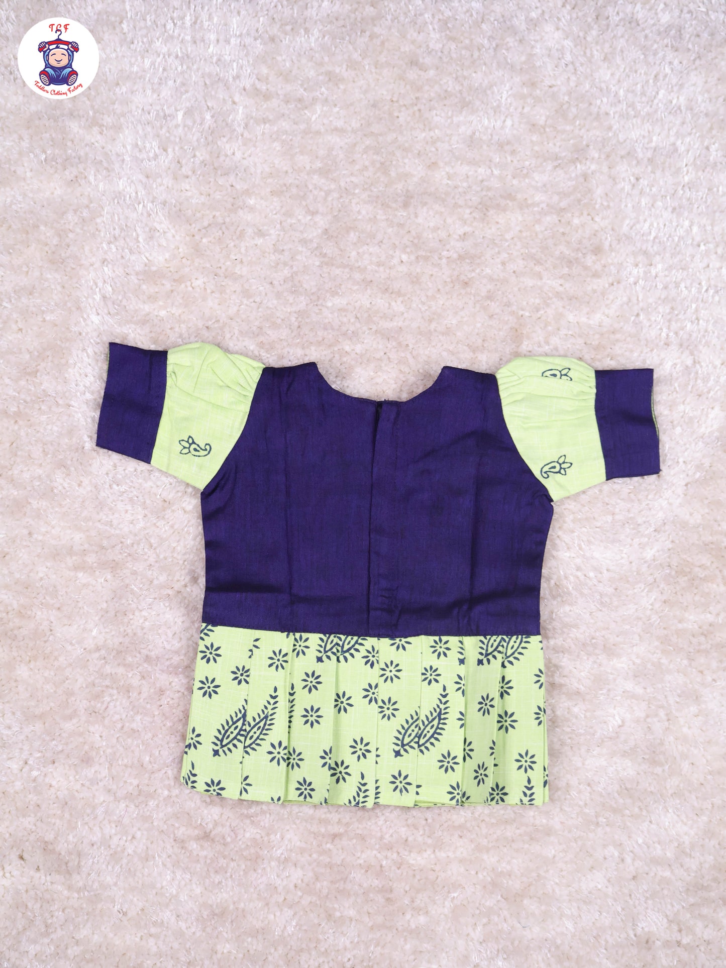 Navy Blue & Shades of Green - Cotton Pavadai Sattai