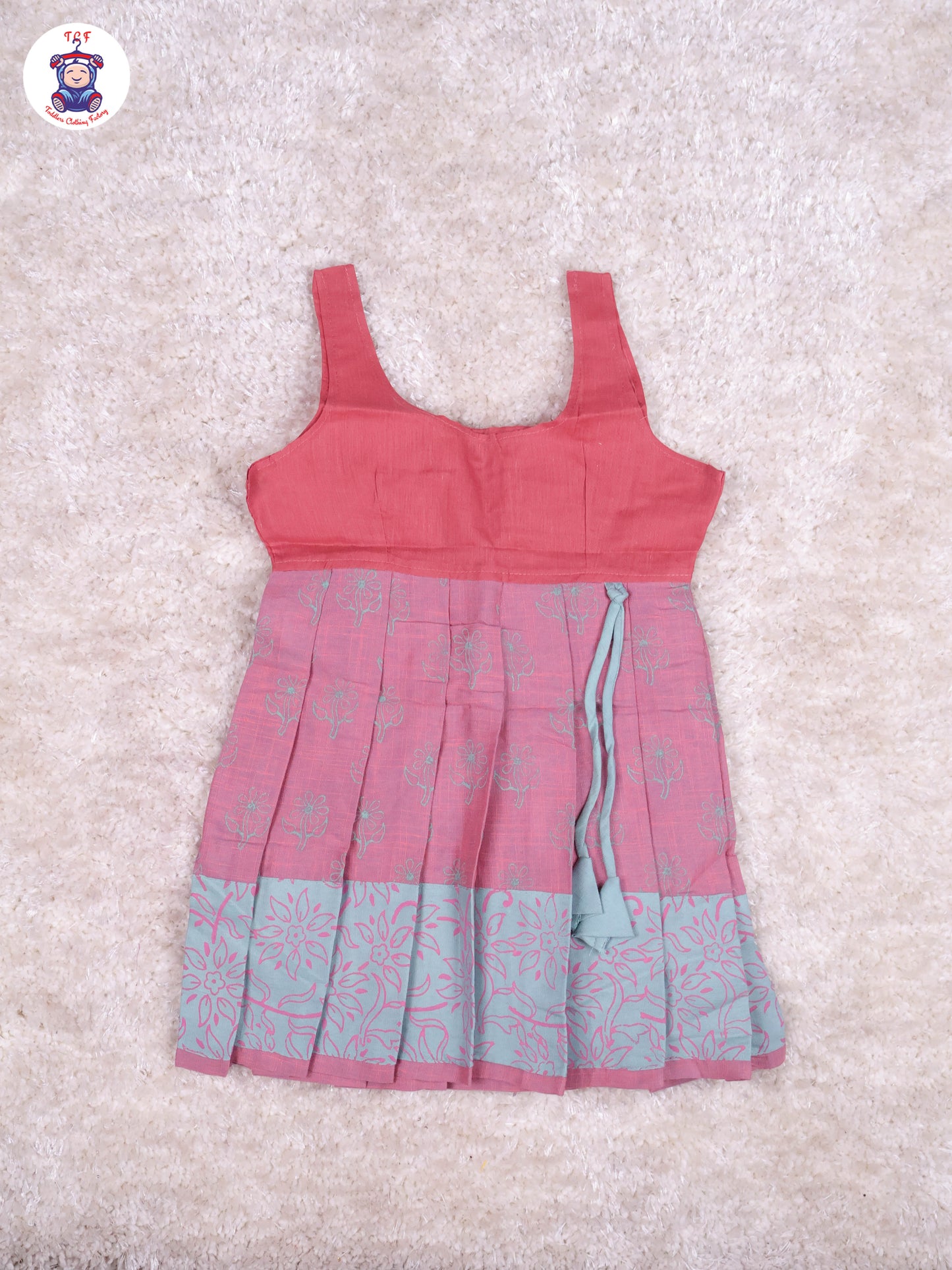 Teal Green & Onion Pink - Cotton Pavadai Sattai