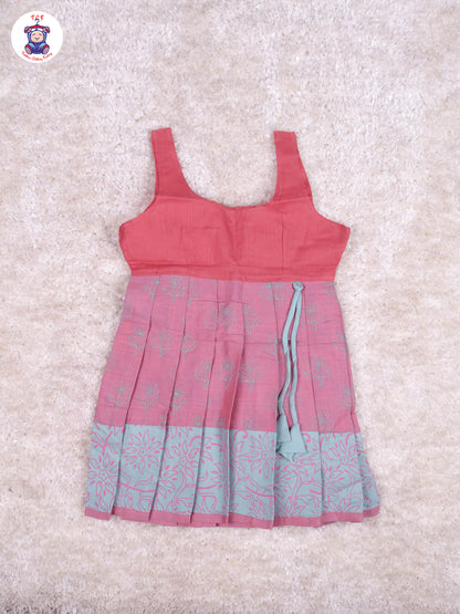 Teal Green & Onion Pink - Cotton Pavadai Sattai