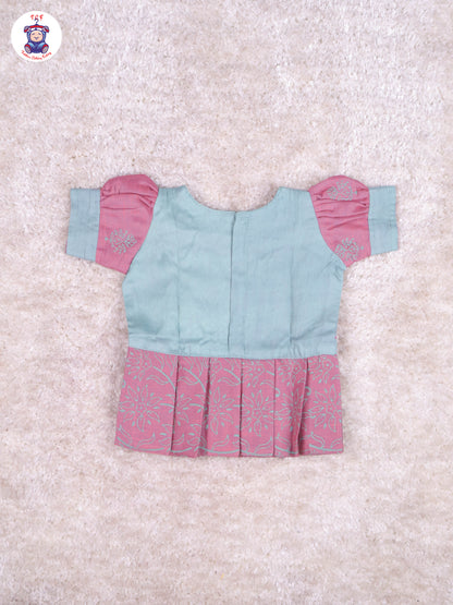 Teal Green & Onion Pink - Cotton Pavadai Sattai