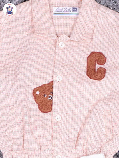 Peach & White T-Shirt With Brown Pant
