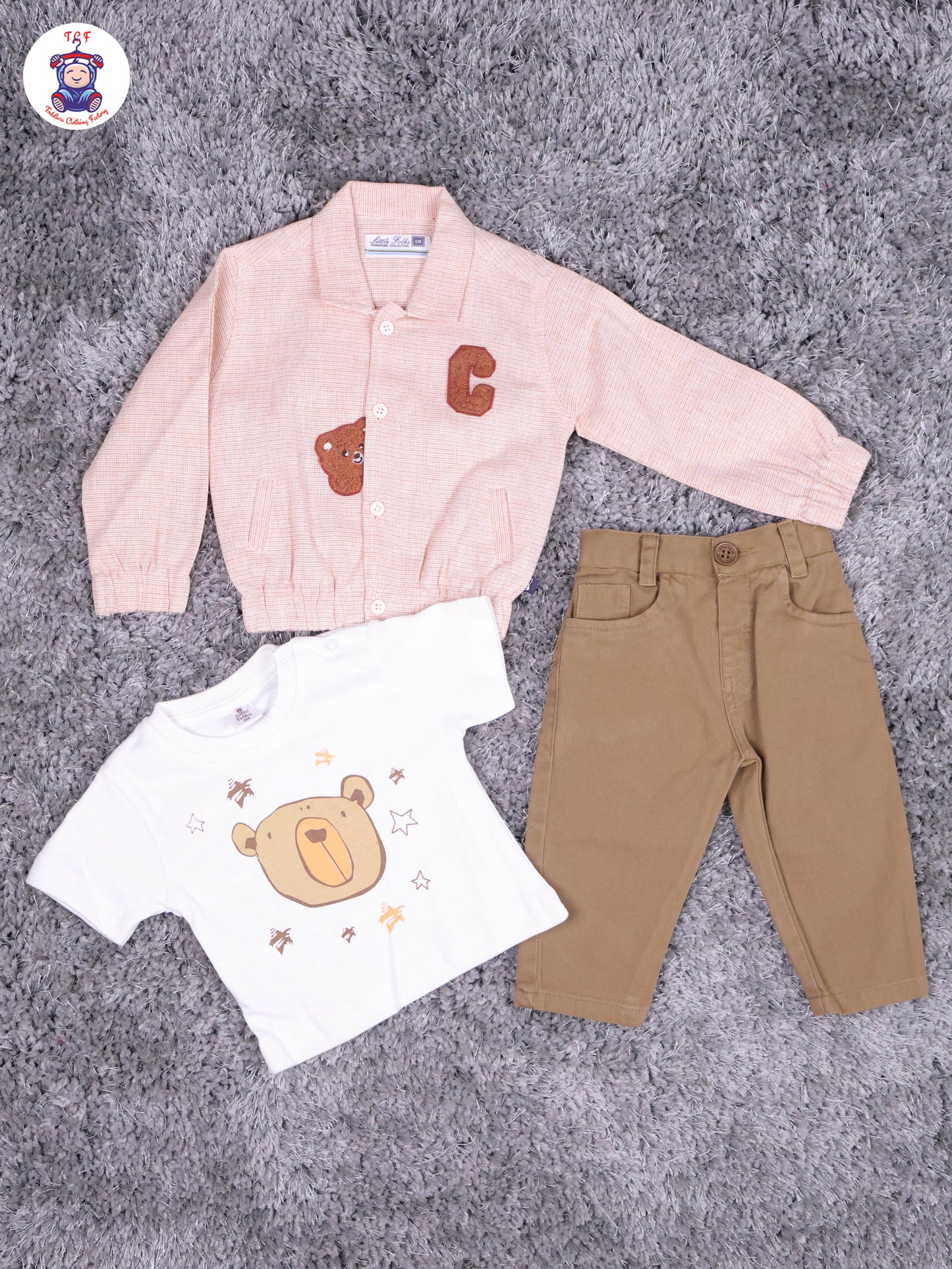 Peach & White T-Shirt With Brown Pant