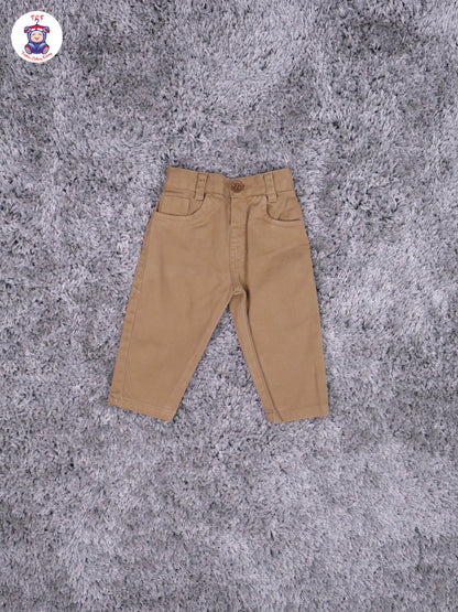 Peach & White T-Shirt With Brown Pant