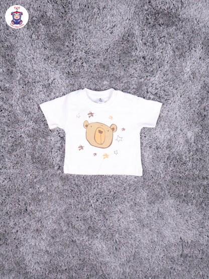 Peach & White T-Shirt With Brown Pant
