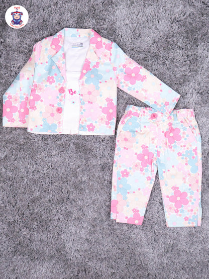 Light Pink & White Shirt with overcoat & Pant