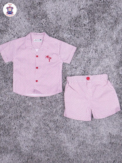 Lavender & Majentha Printed Shirt & Shorts