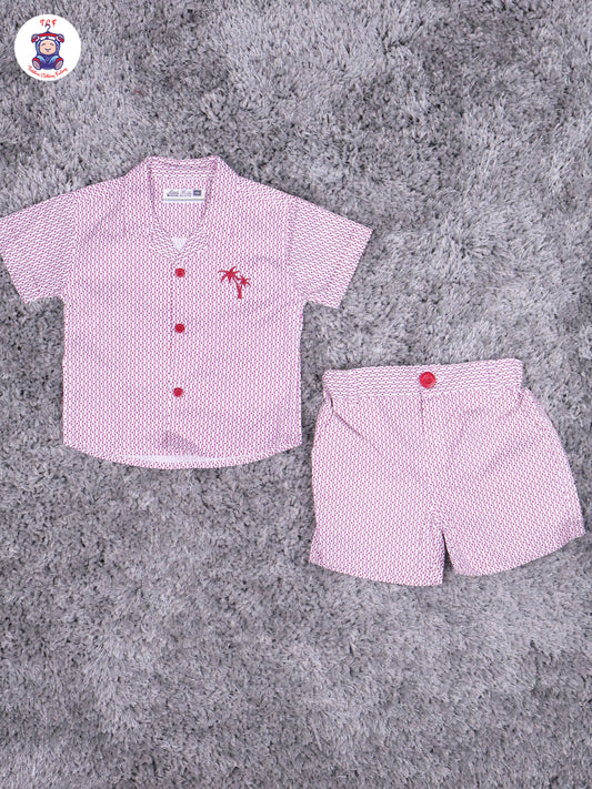 Lavender & Majentha Printed Shirt & Shorts