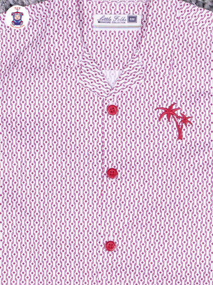 Lavender & Majentha Printed Shirt & Shorts