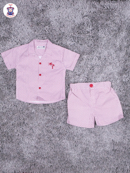 Lavender & Majentha Printed Shirt & Shorts