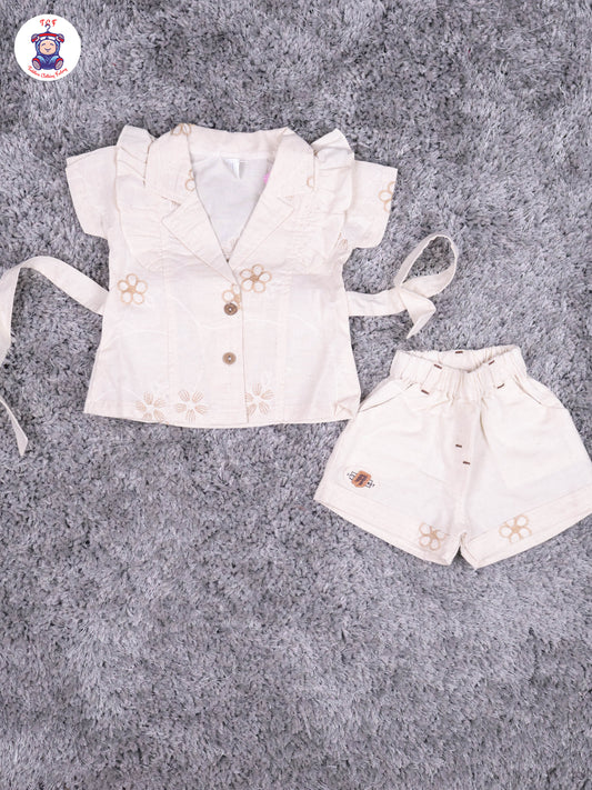 Light Brown - Girls Linen Tunics & Shorts