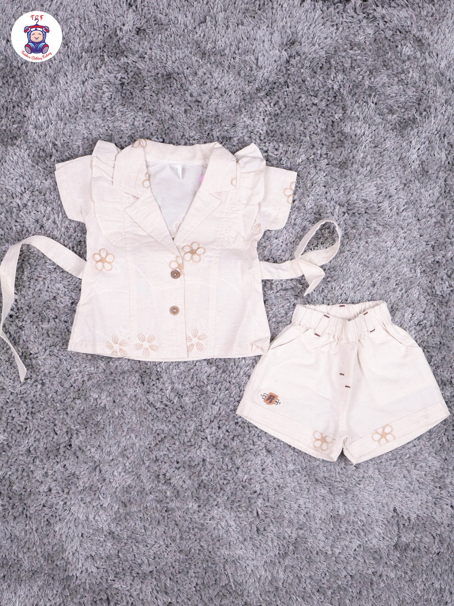 Light Brown - Girls Linen Tunics & Shorts