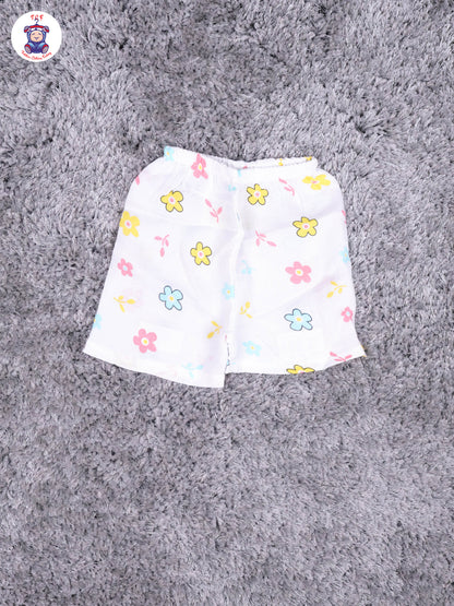 White Multi Cartoons Muslin Shirts & Shorts