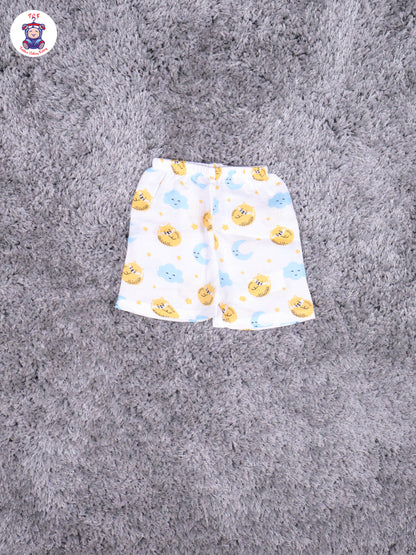 White Multi Cartoons Muslin Shirts & Shorts