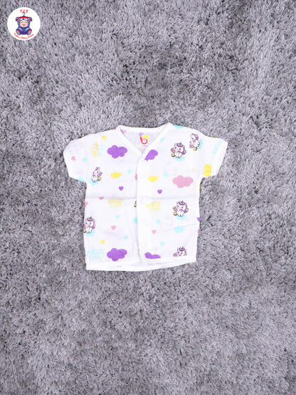 White Multi Cartoons Muslin Shirts & Shorts