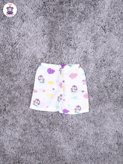 White Multi Cartoons Muslin Shirts & Shorts