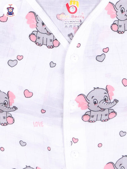White Multi Cartoons Muslin Shirts & Shorts