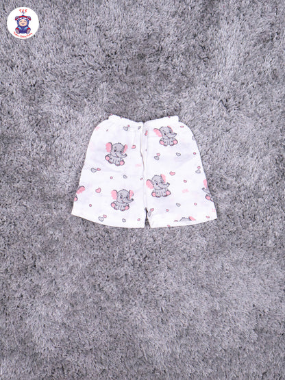 White Multi Cartoons Muslin Shirts & Shorts