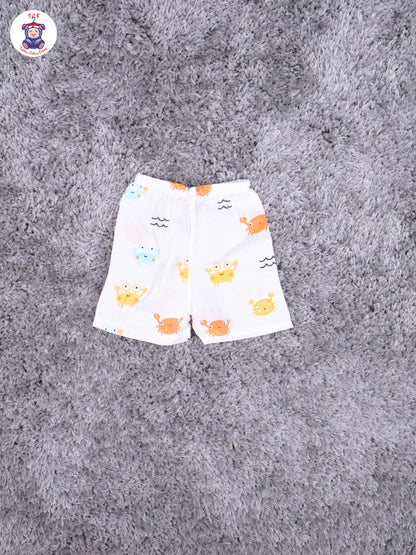 White Multi Cartoons Muslin Shirts & Shorts