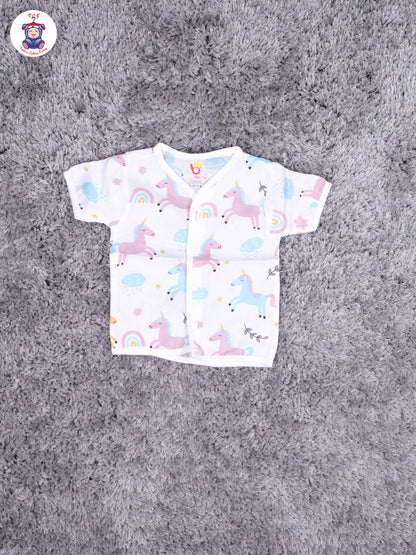 White Multi Cartoons Muslin Shirts & Shorts