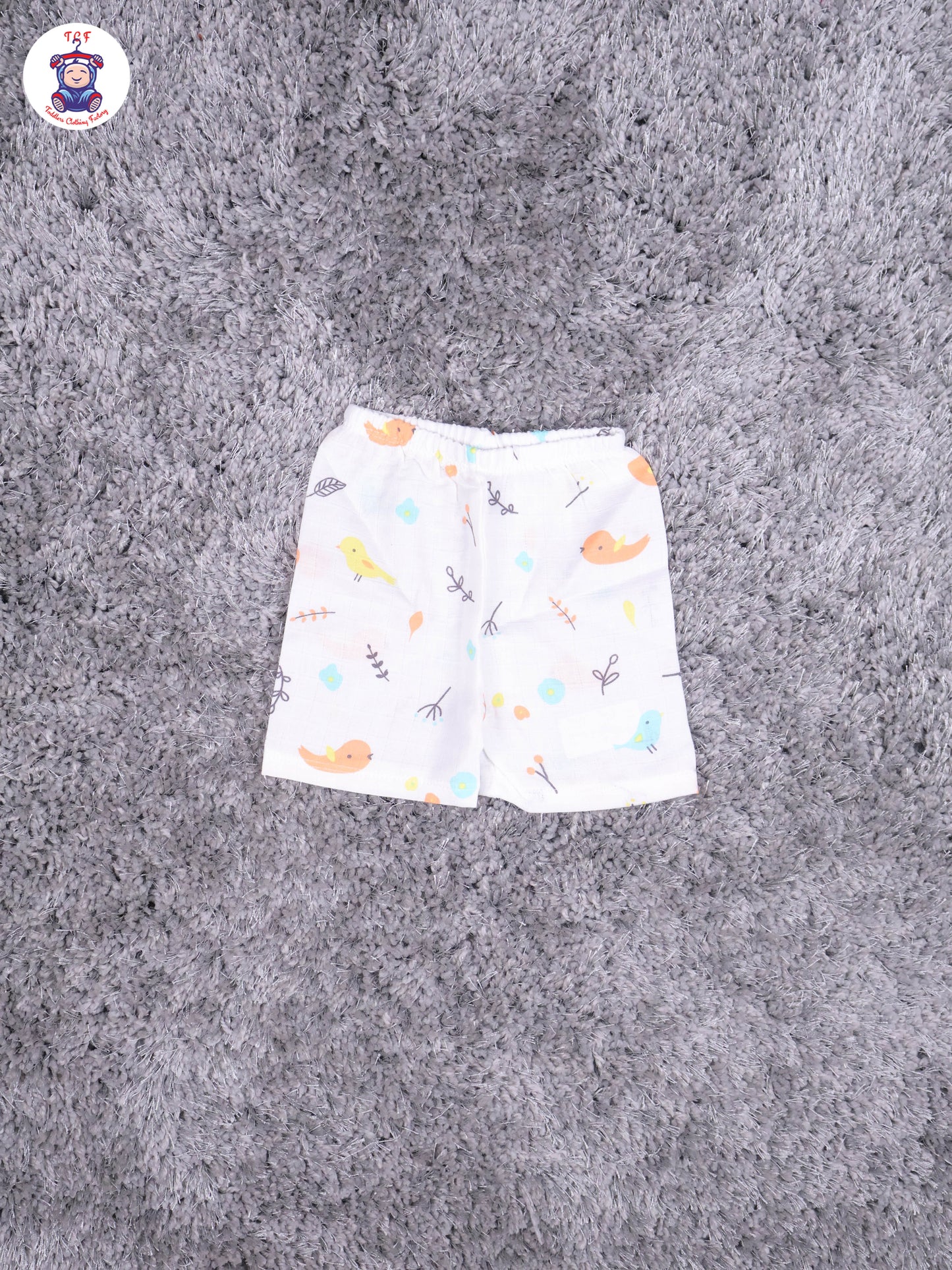 White Multi Cartoons Muslin Shirts & Shorts