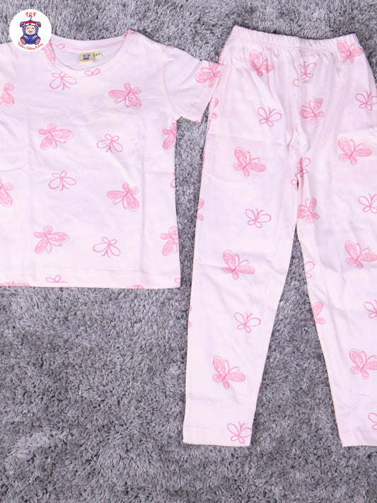 Light Pink - Butterfly Girls Night Wear