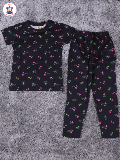 Black - Rose  Girls Night Wear