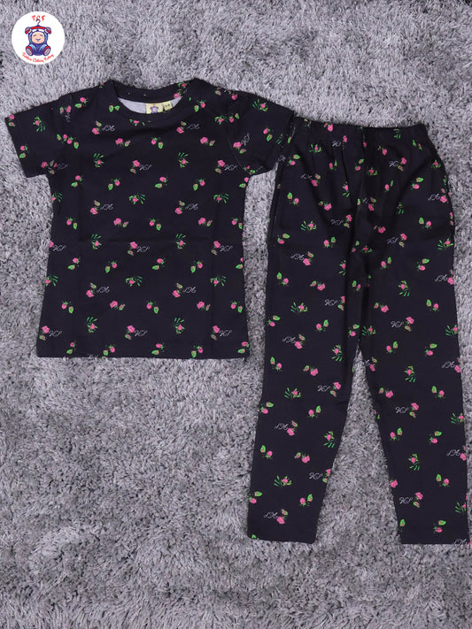 Black - Rose  Girls Night Wear