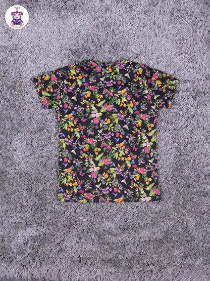 Black - Floral Girls Night Wear