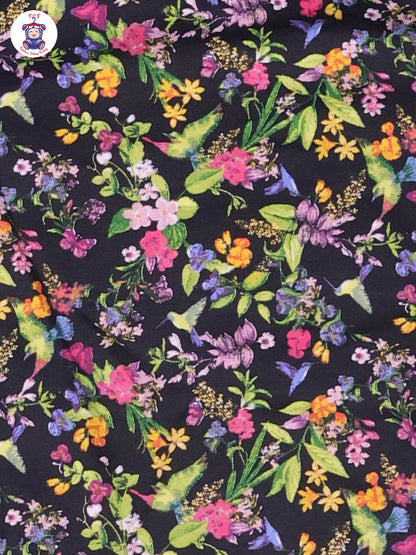 Black - Floral Girls Night Wear