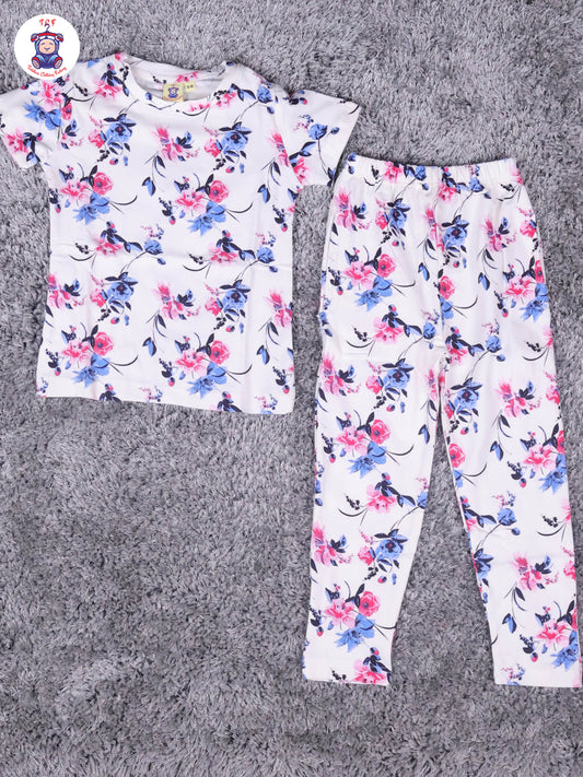 White - Floral Girls Night Wear