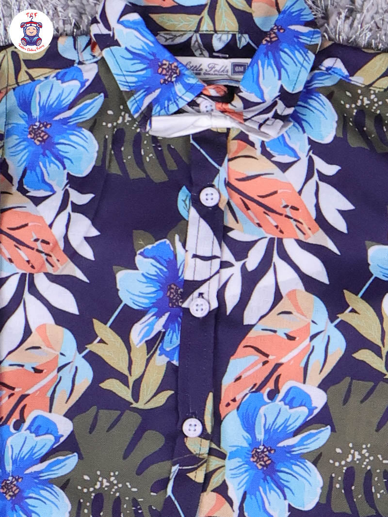 Light Green & Peacock - Printed Full Hand Shirt & Pant